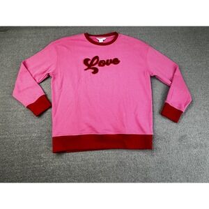 Shiraleah Chicago Sweatshirt Womens Medium Pink Red Love Velvet Applique